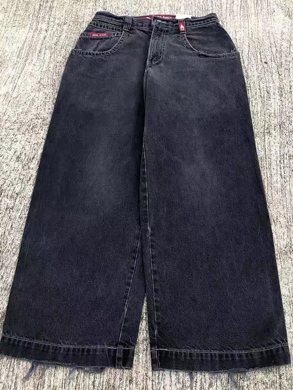Black Y2k American Retro Hip Hop Boyfriend Jeans