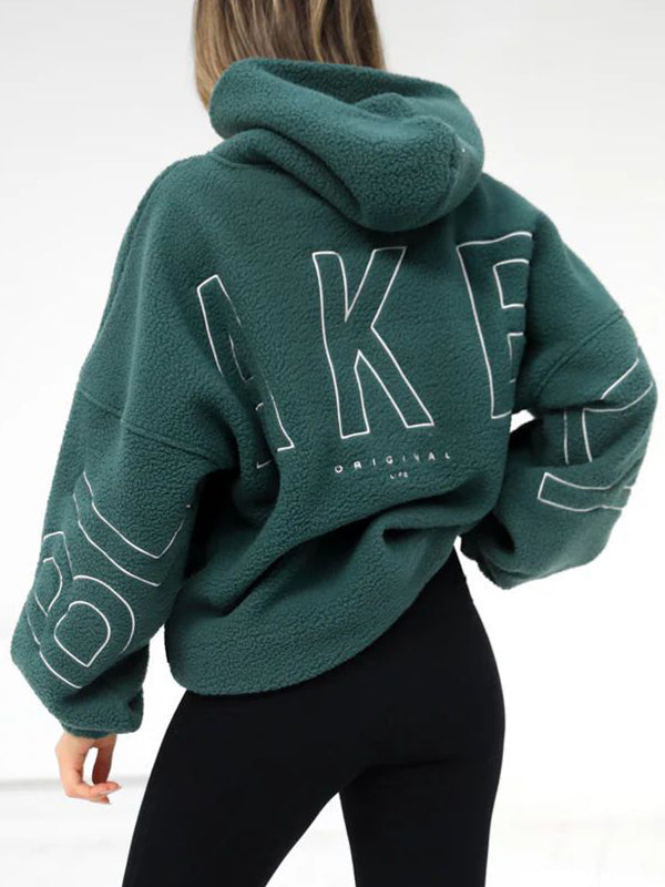 Solid 90s Letter Print Oversized Hoodie