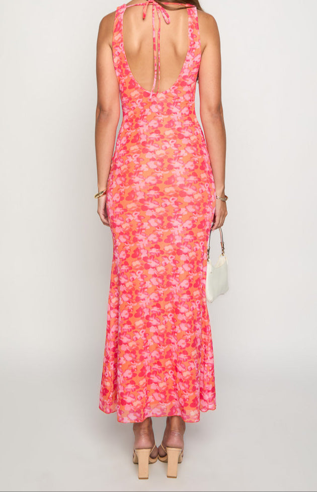 Orsa Orange Floral Maxi Dress
