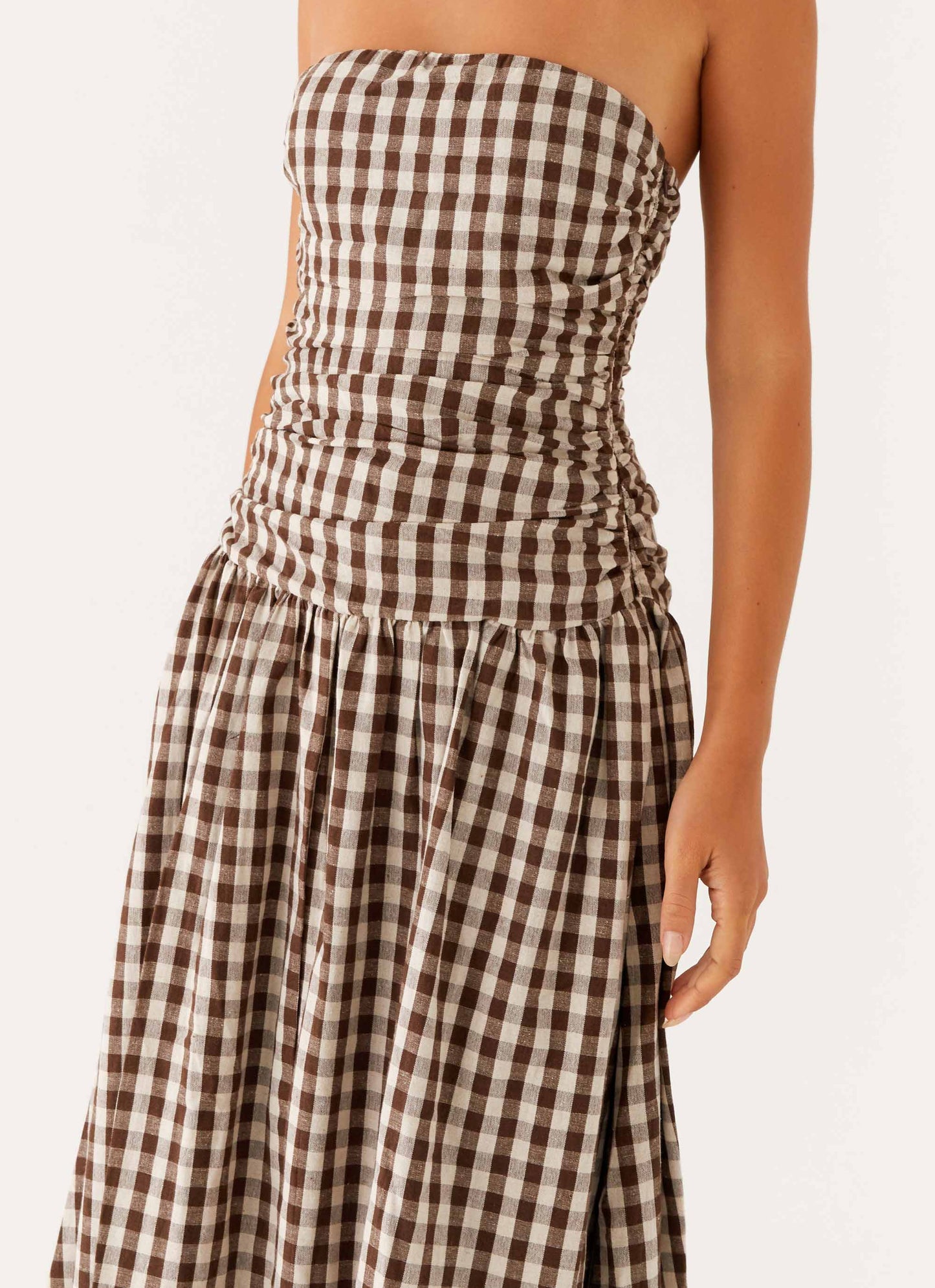 Aryanna Maxikleid – Braun Kariert