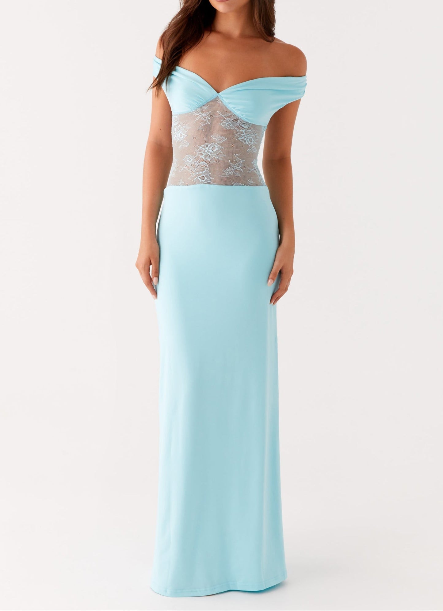 Michele Spitzen Maxikleid – Türkis