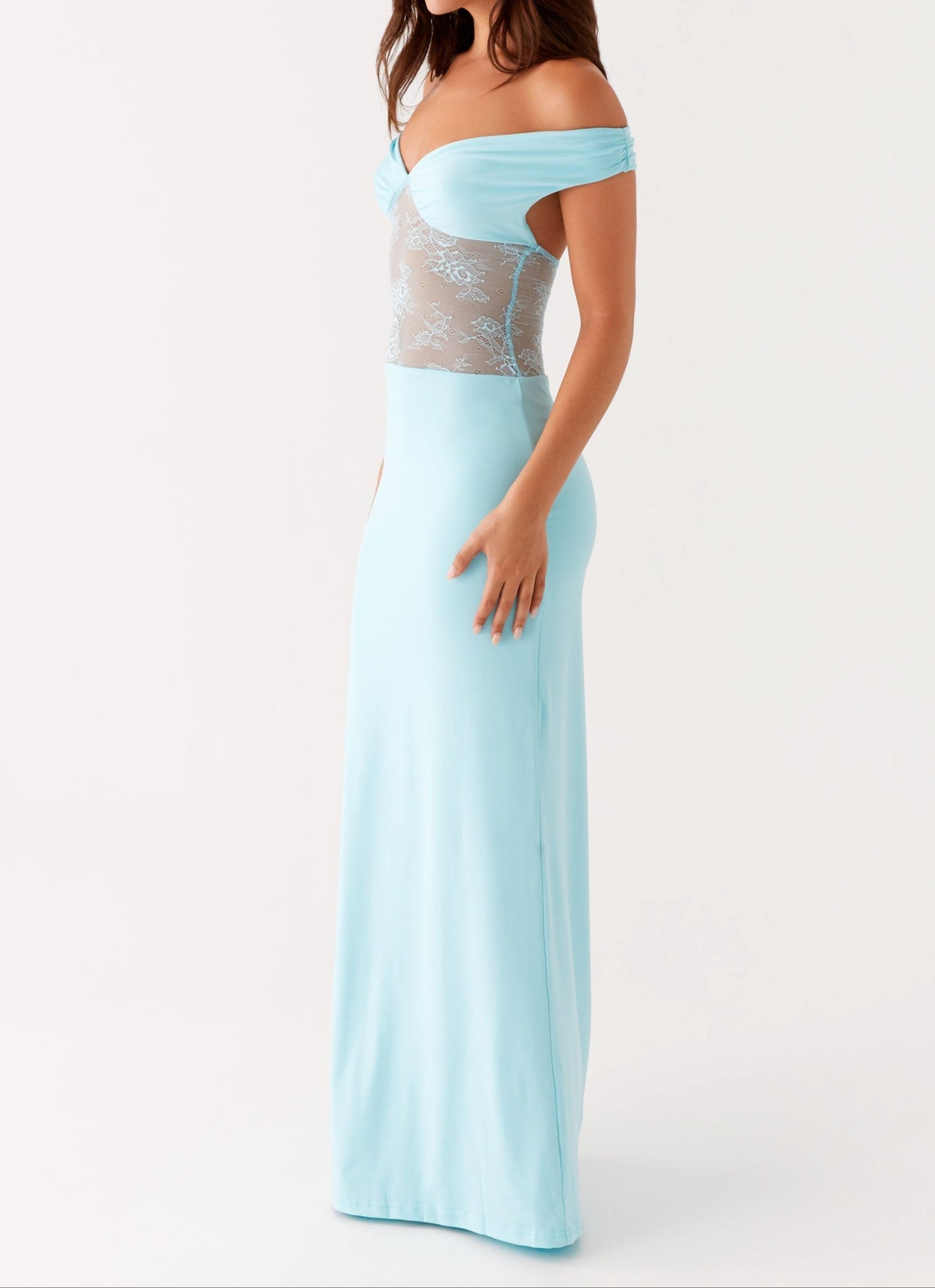 Michele Spitzen Maxikleid – Türkis
