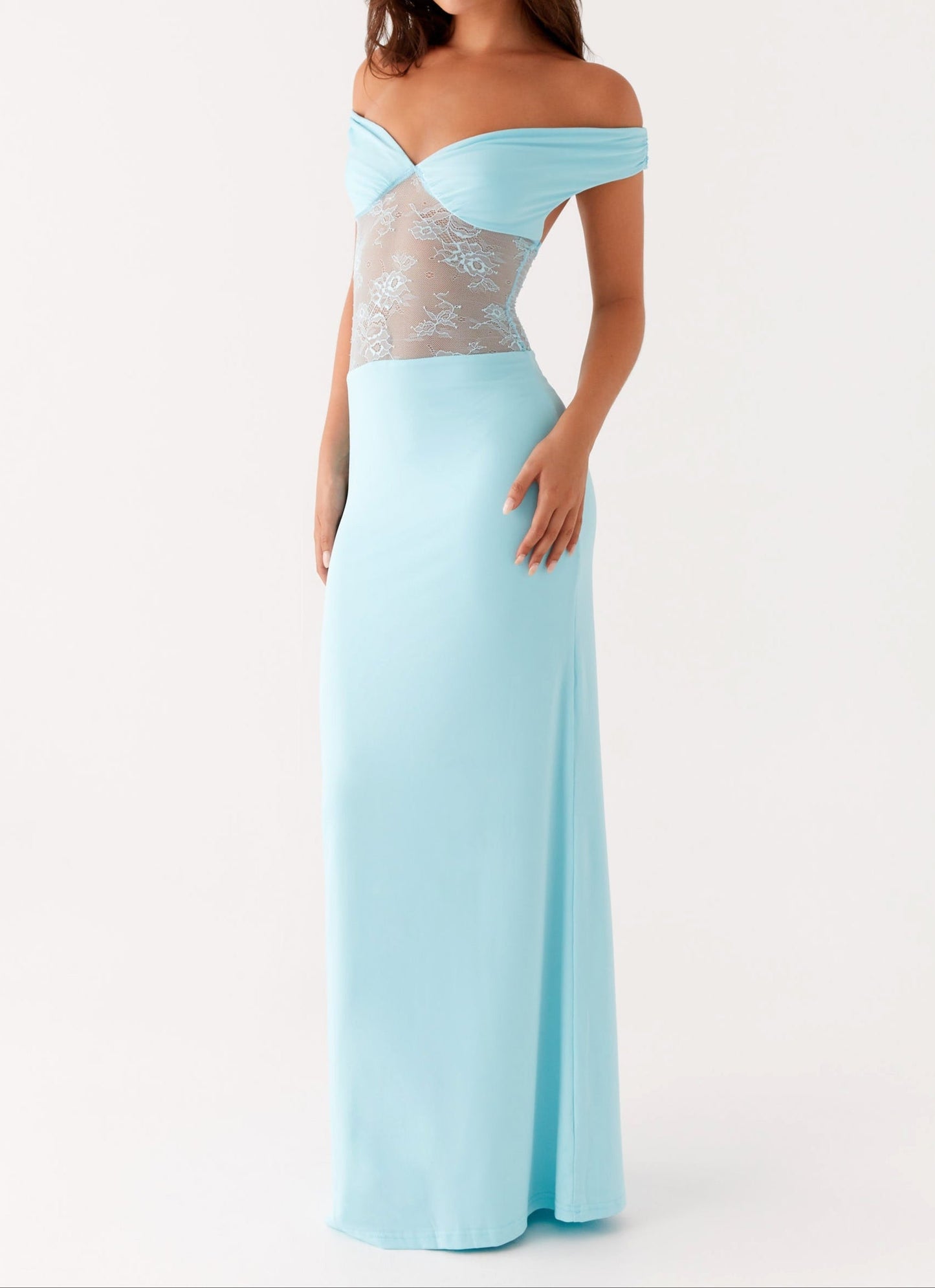Michele Spitzen Maxikleid – Türkis