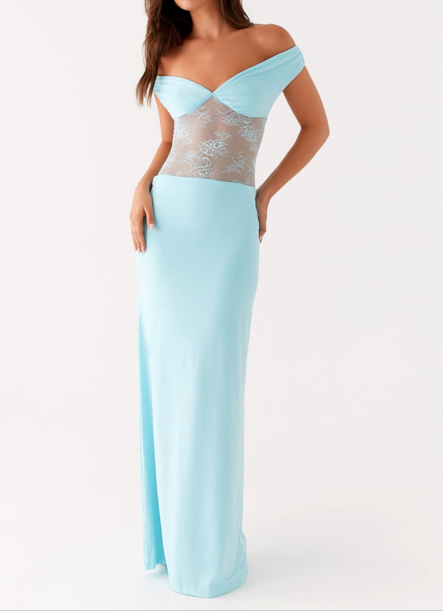 Michele Spitzen Maxikleid – Türkis