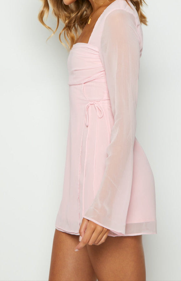 Vittoria mini dress with long sleeves in baby pink