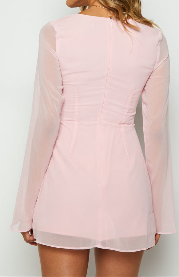 Vittoria mini dress with long sleeves in baby pink