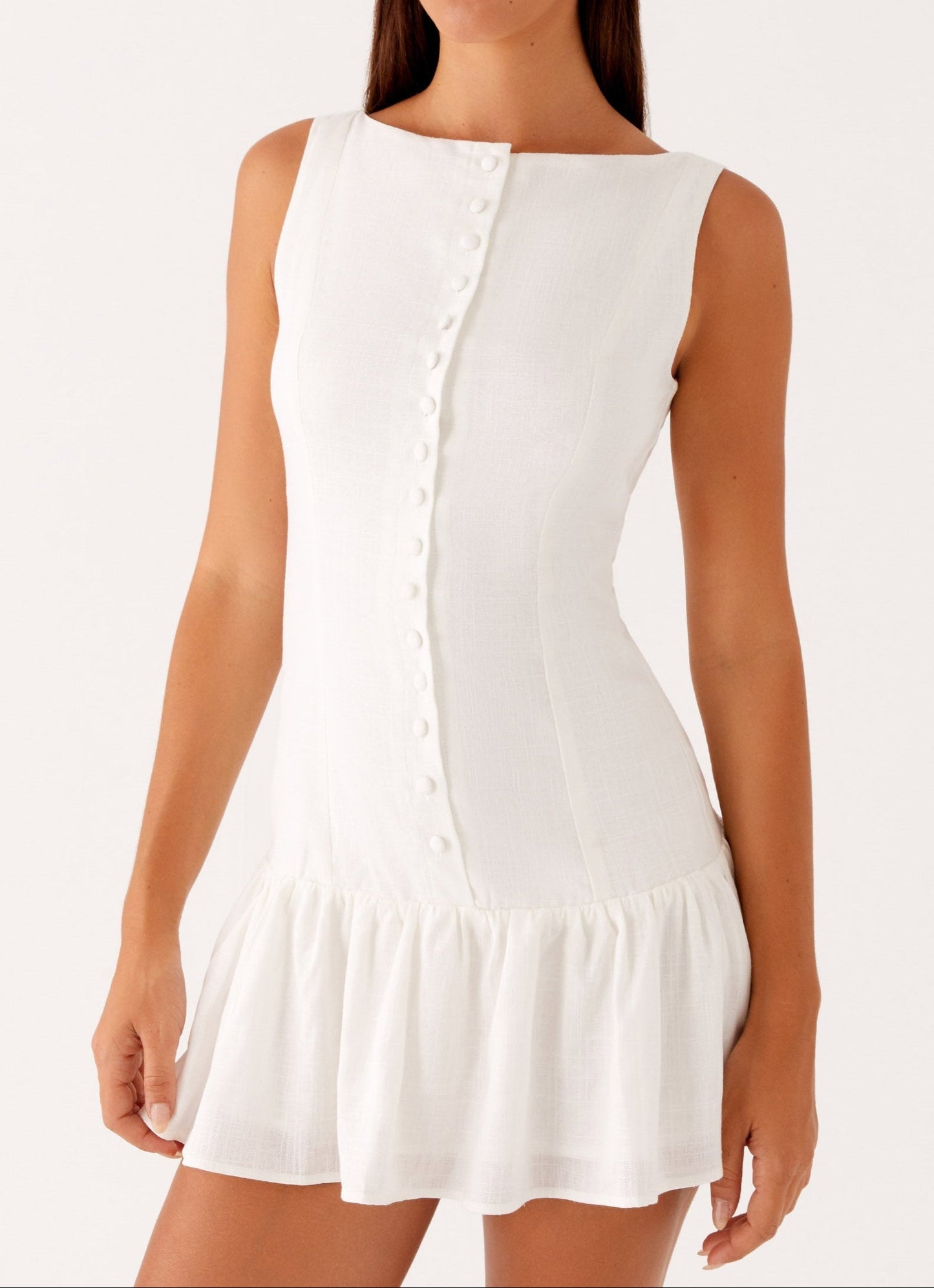 Anete Leinen Minikleid - Weiß