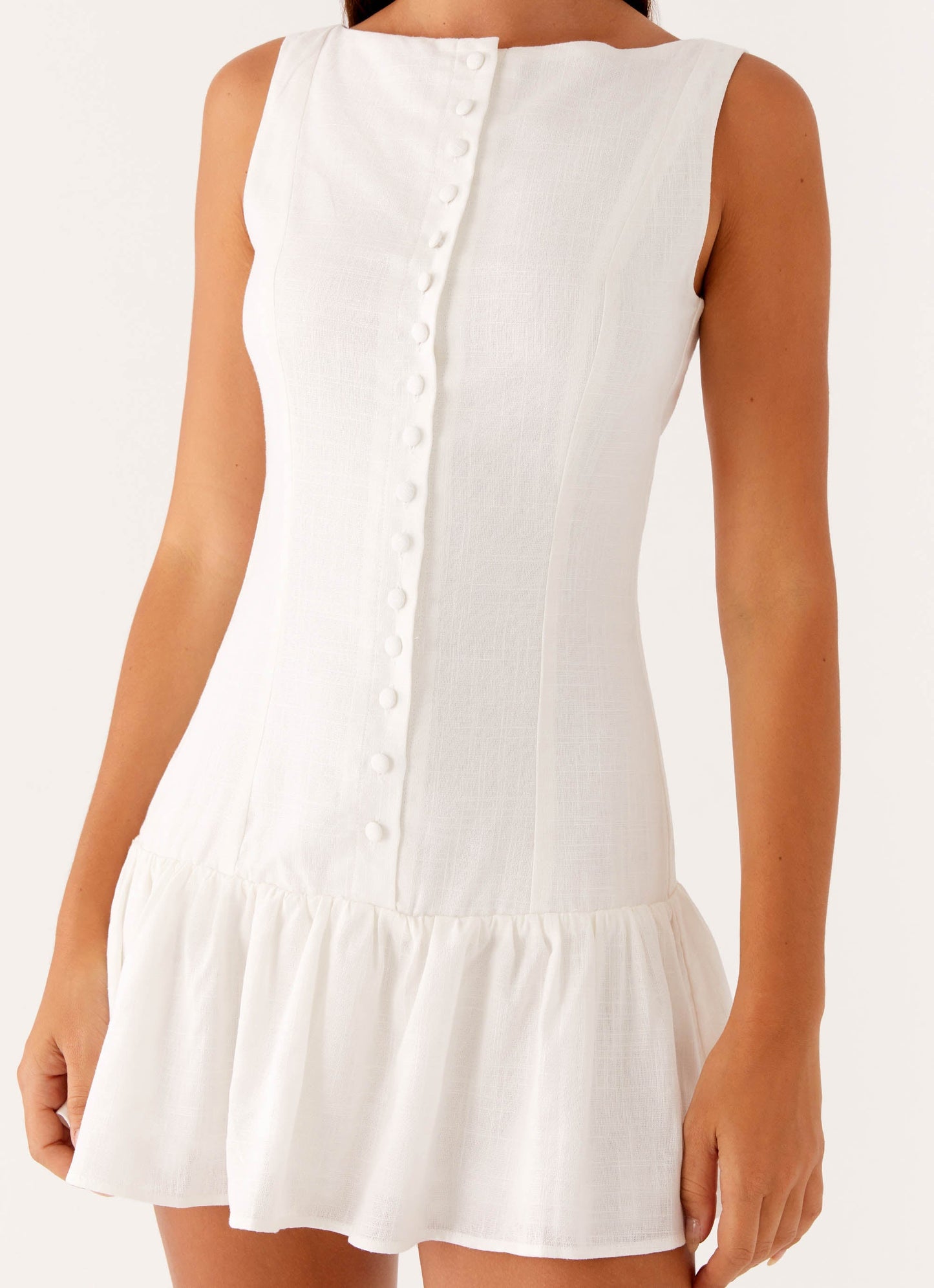 Anete Leinen Minikleid - Weiß