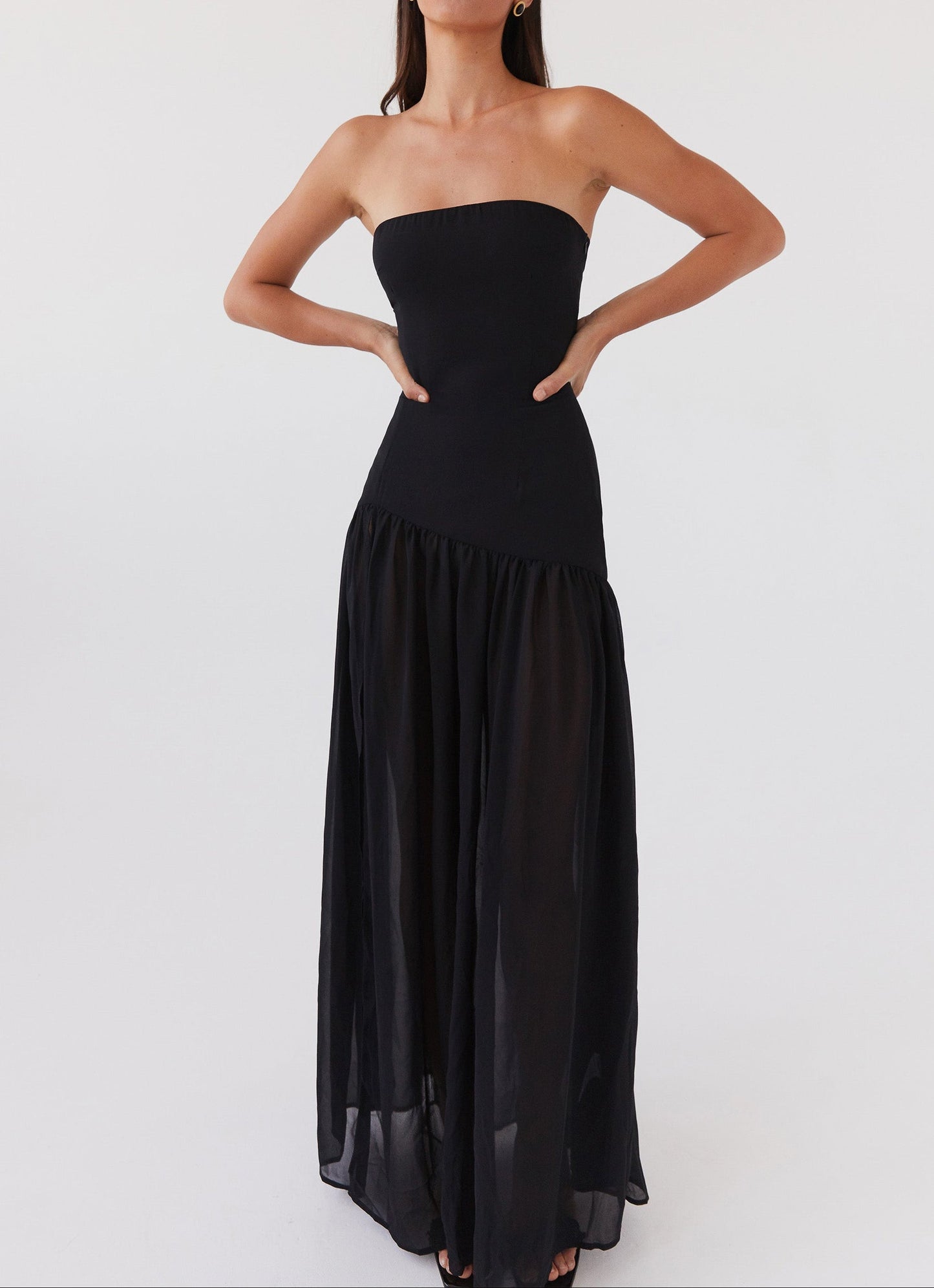 Gelsomina Trägerloses Maxikleid - Schwarz