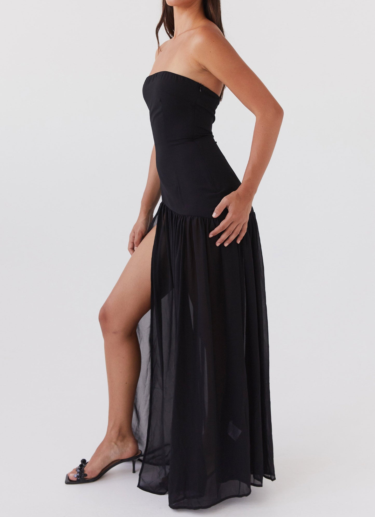 Gelsomina Trägerloses Maxikleid - Schwarz