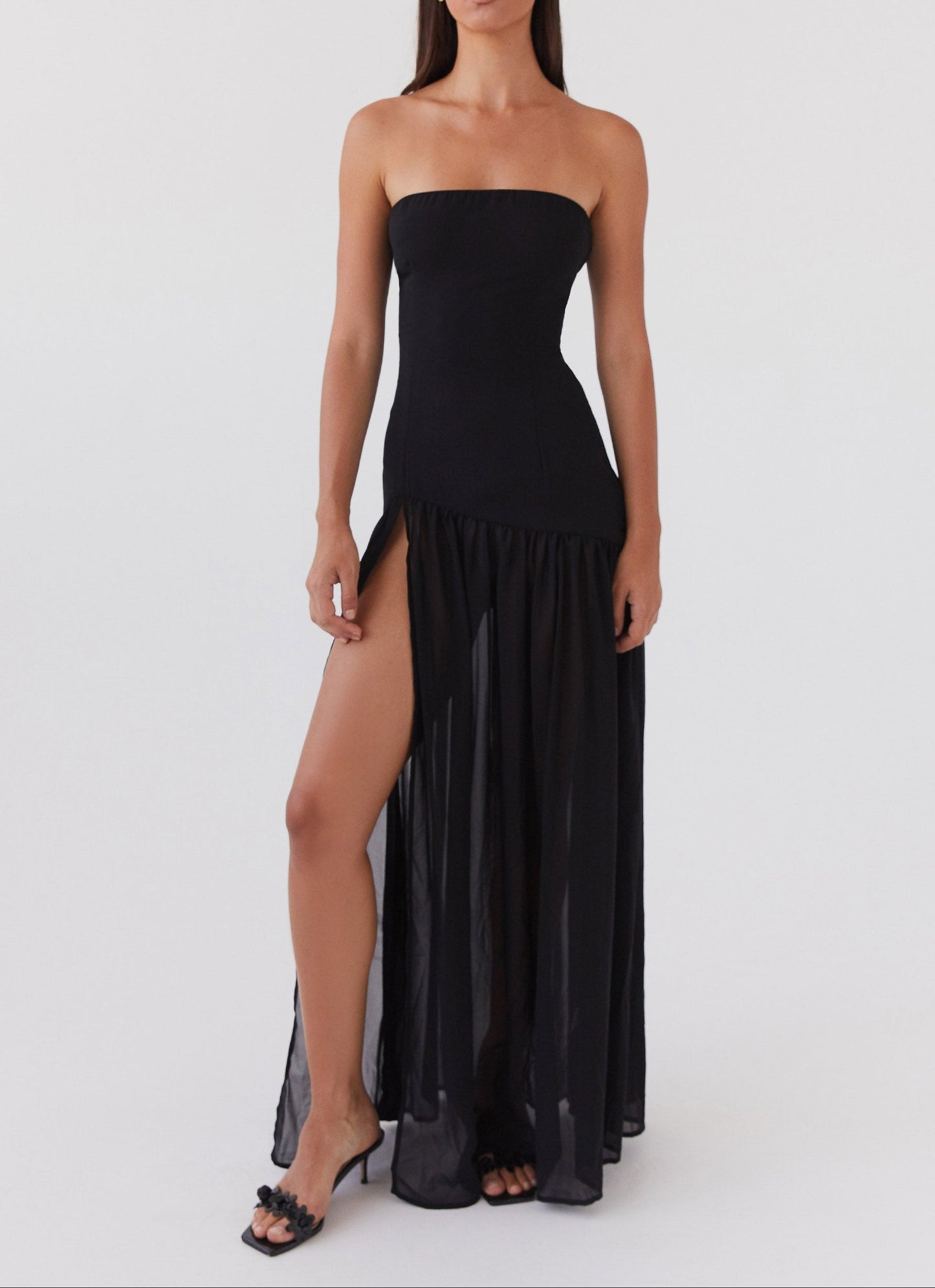 Gelsomina Trägerloses Maxikleid - Schwarz