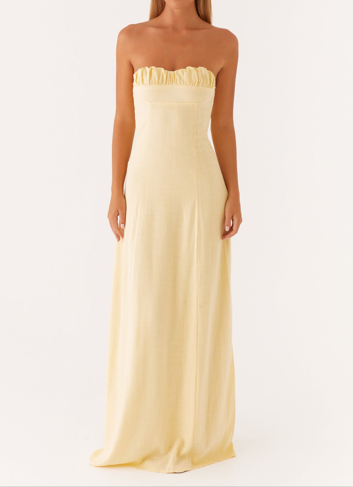 Jaquetta Maxikleid aus Leinen – Gelb