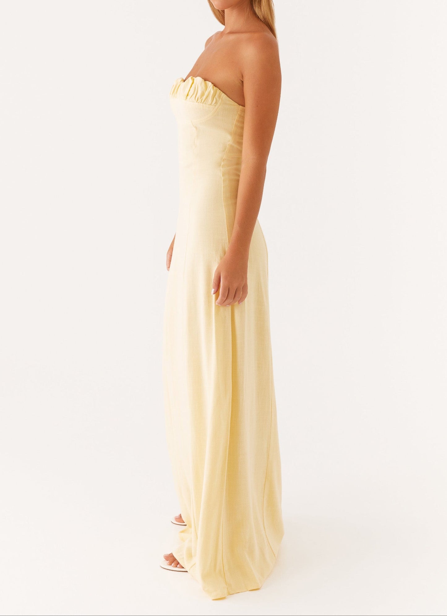 Jaquetta Maxikleid aus Leinen – Gelb