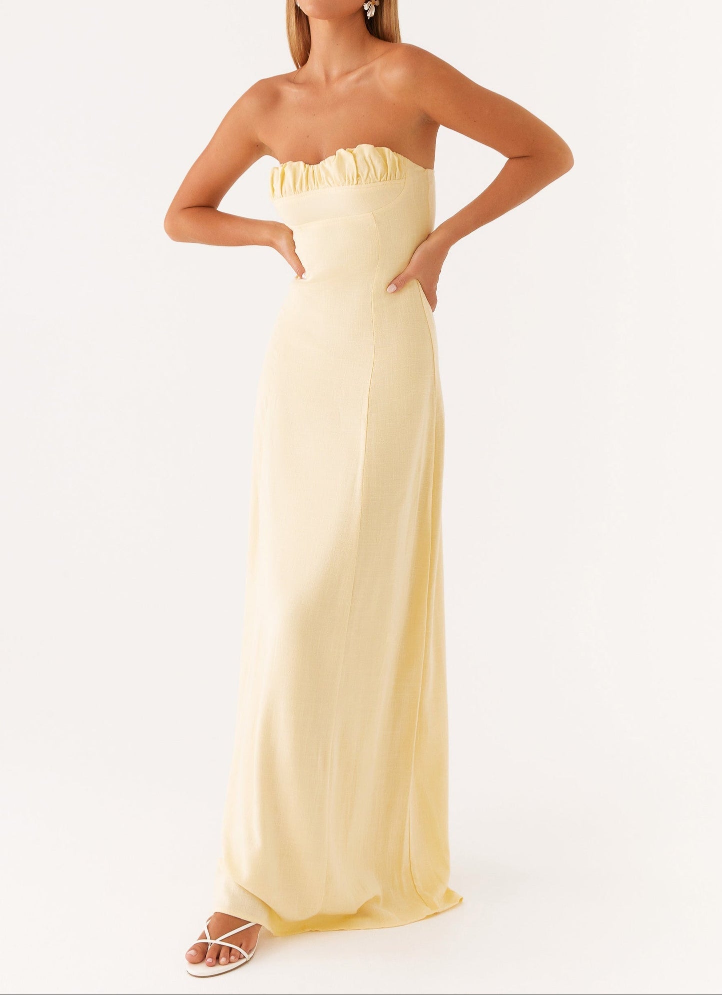 Jaquetta Maxikleid aus Leinen – Gelb