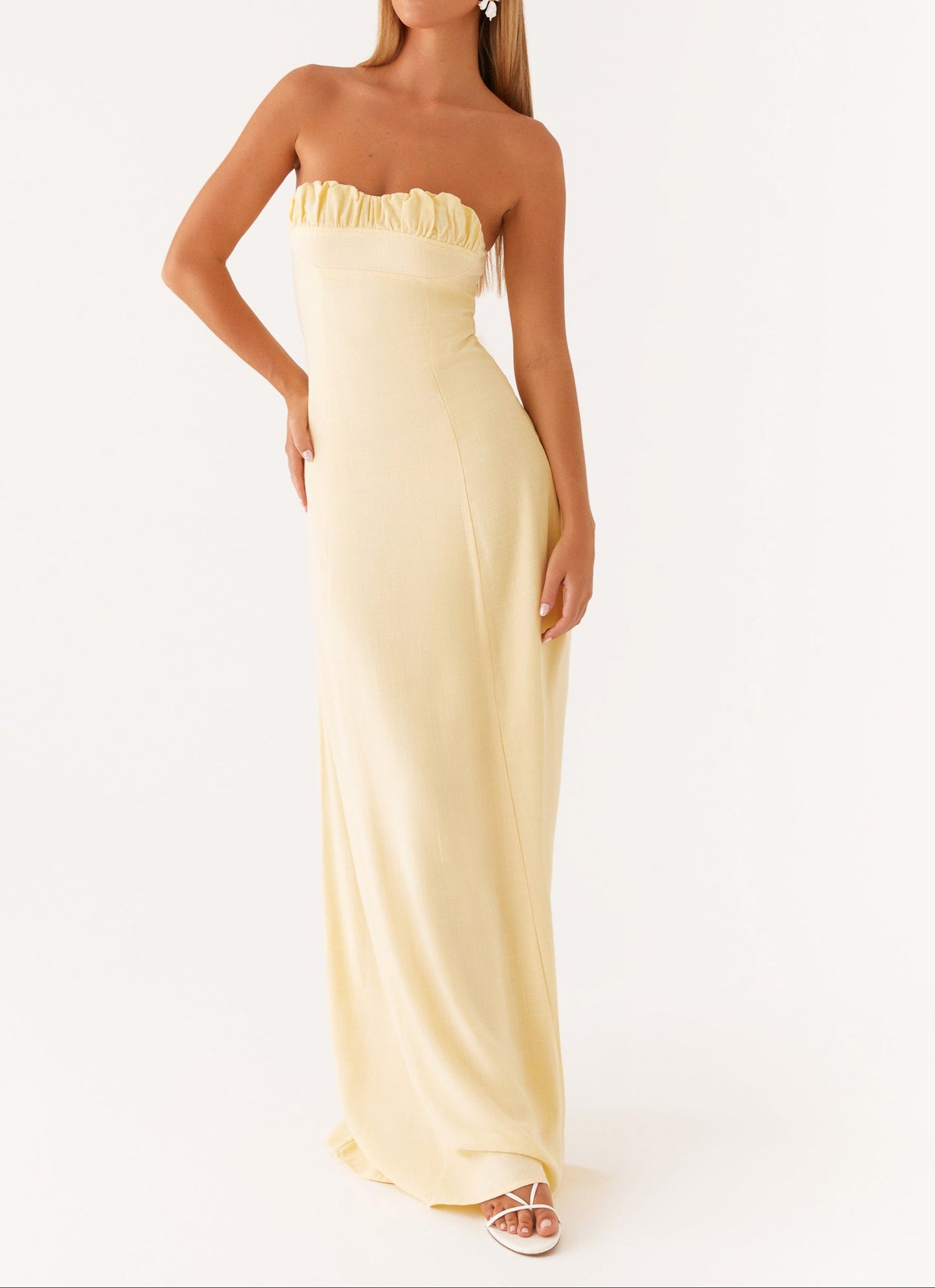 Jaquetta Maxikleid aus Leinen – Gelb