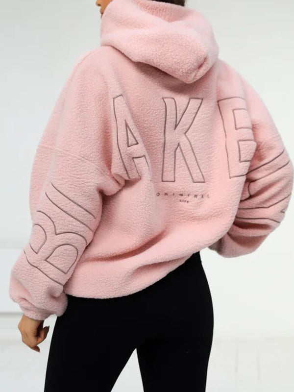 Solid 90s Letter Print Oversized Hoodie