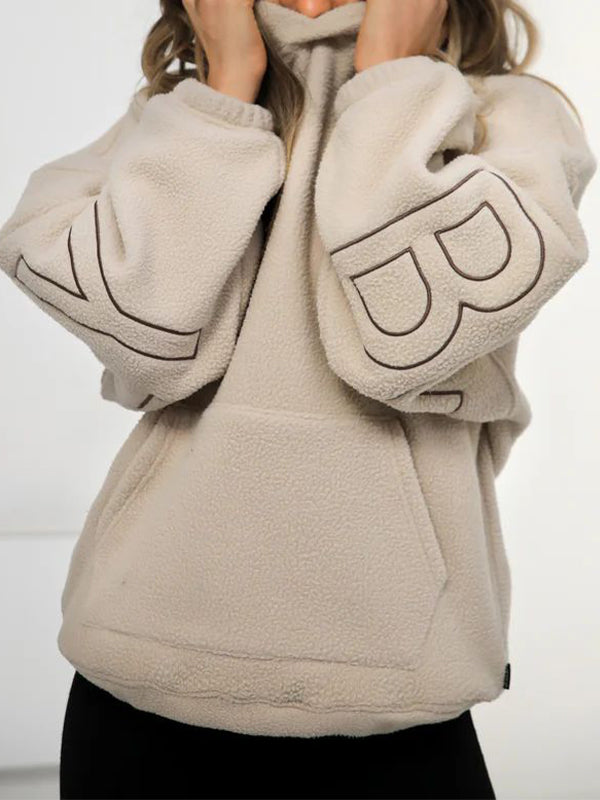 Solid 90s Letter Print Oversized Hoodie
