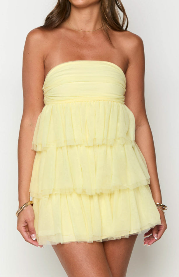 Yellow mini party dress Honora