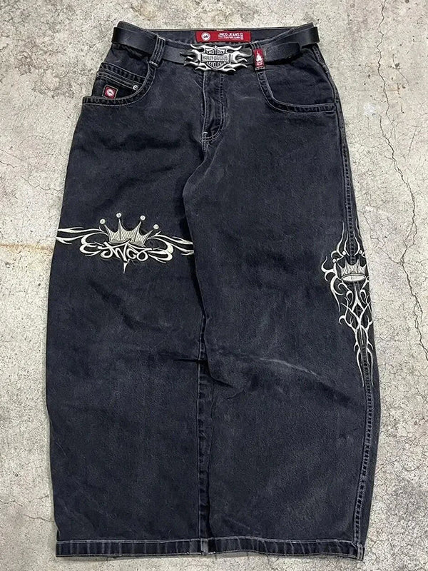 Black Y2k American Retro Hip Hop Boyfriend Jeans