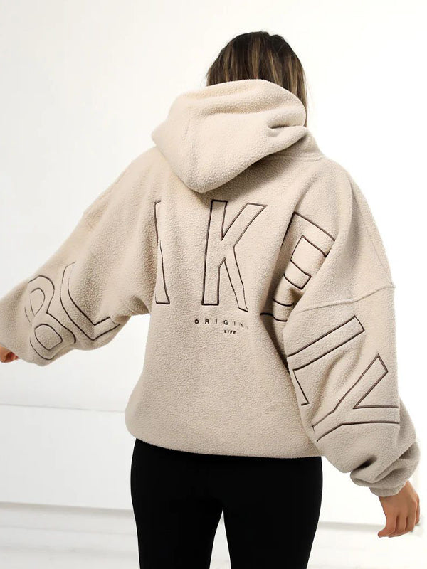 Solid 90s Letter Print Oversized Hoodie