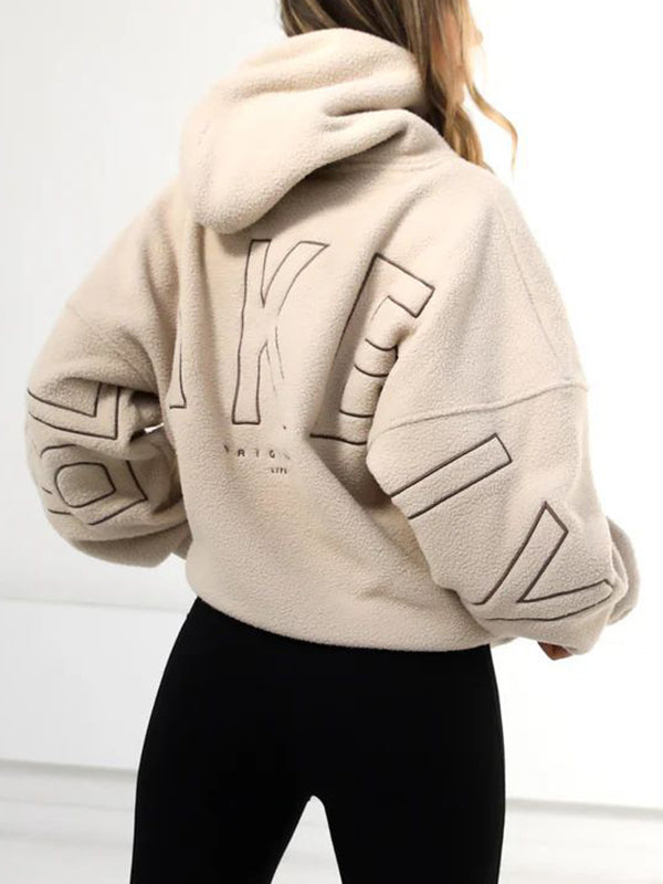 Solid 90s Letter Print Oversized Hoodie