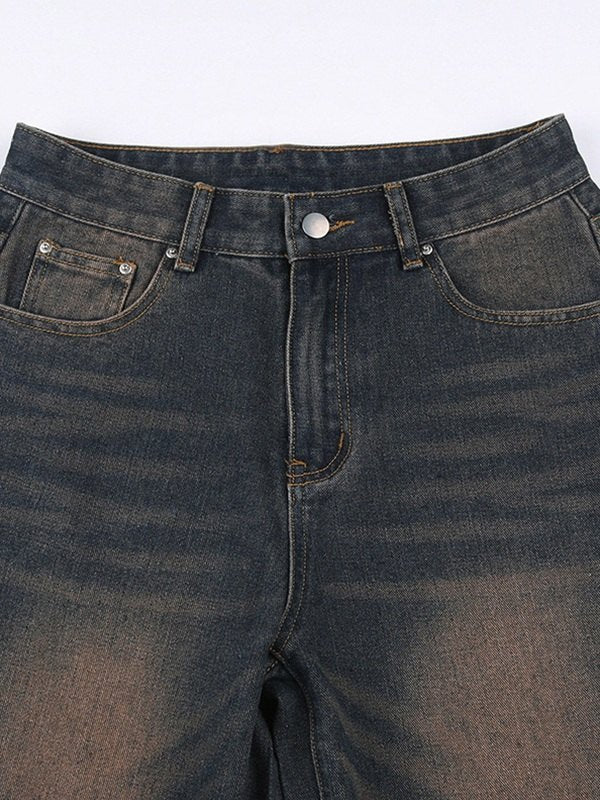 Faded Wash Dark Baggy Boyfriend Jeans