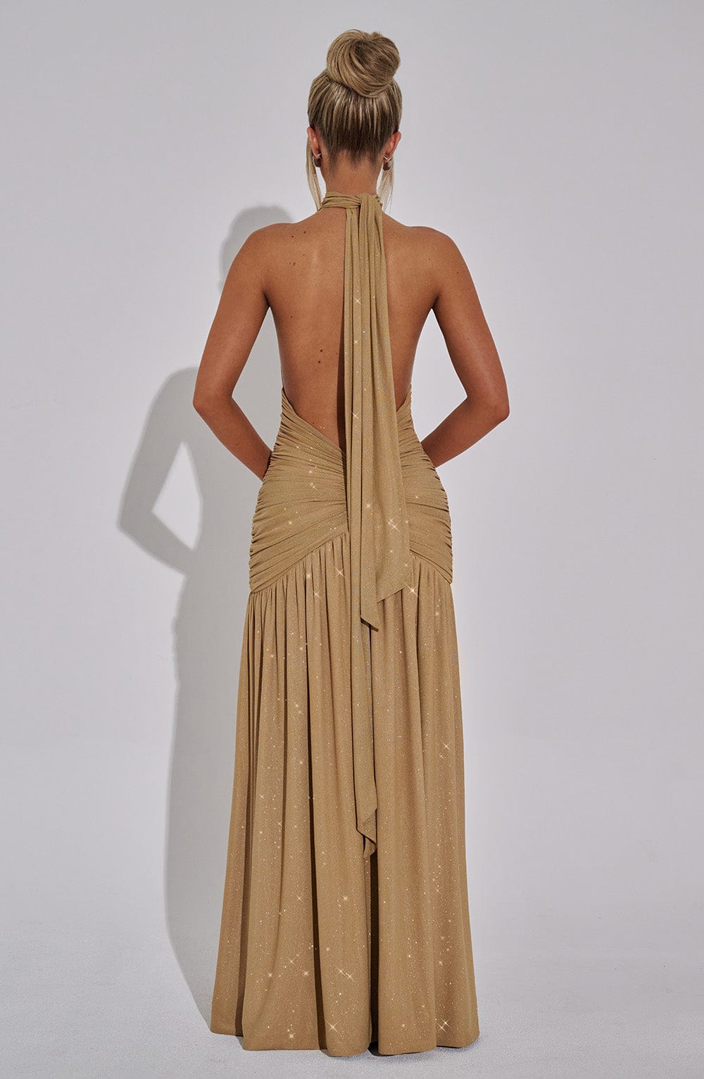 Aitana maxi dress – gold glitter