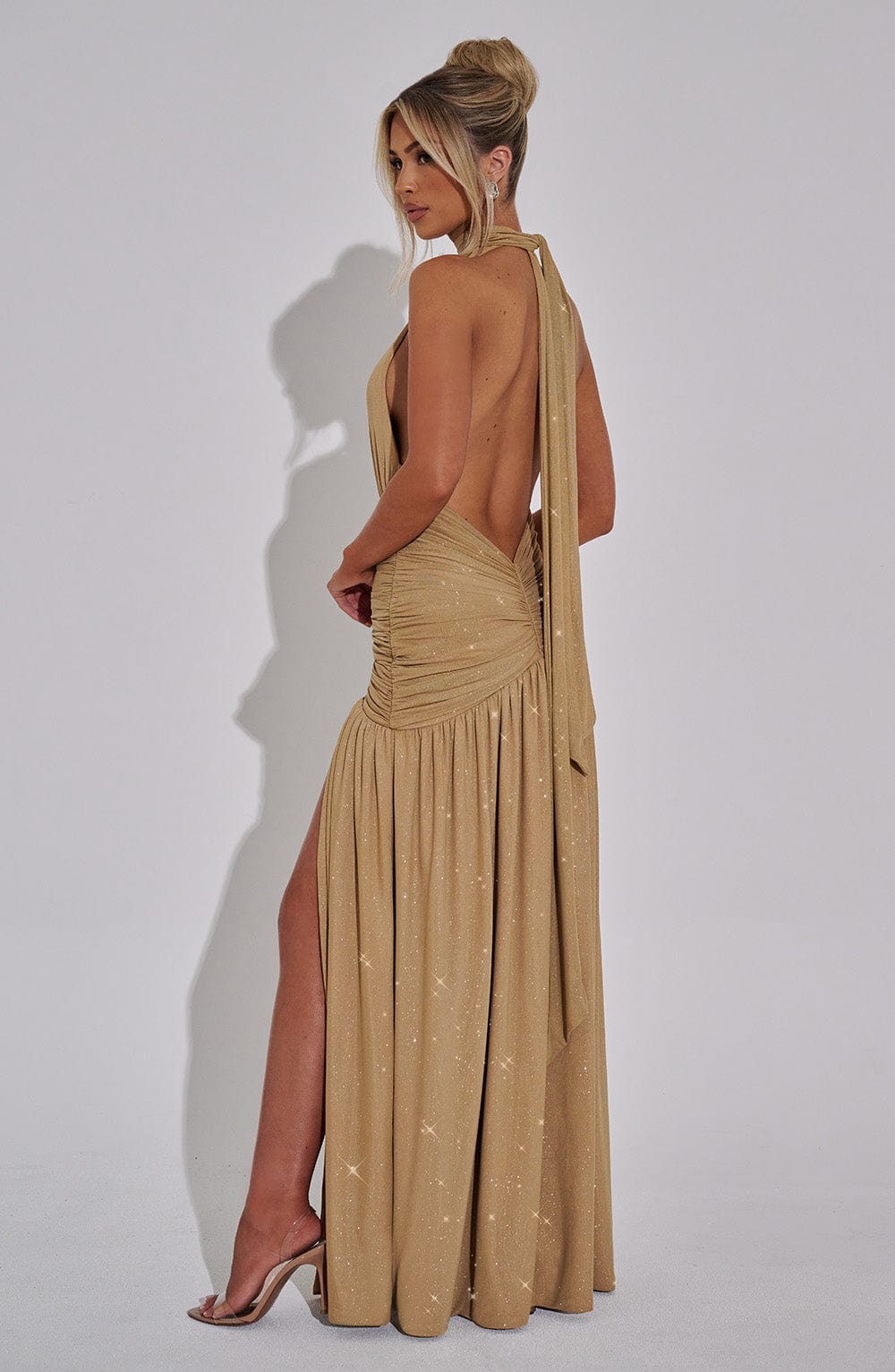 Aitana maxi dress – gold glitter