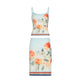 Blue vintage ink flower print two-piece
