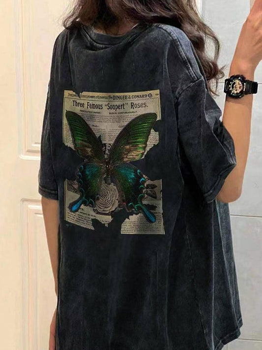 Vintage oversized t-shirt with butterfly print