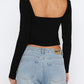 Black vintage long sleeve t-shirt with square neck and slit