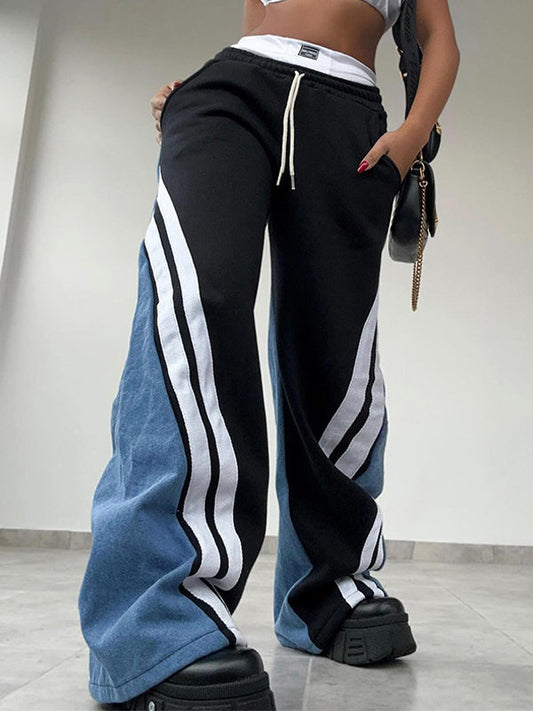 Vintage Retro Kontraststreifen Sweatpants