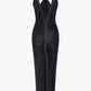 Classic Solid Fringe Cut Out Slit Midi Dress