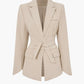 Plain basic blazer with lapel collar and belt 