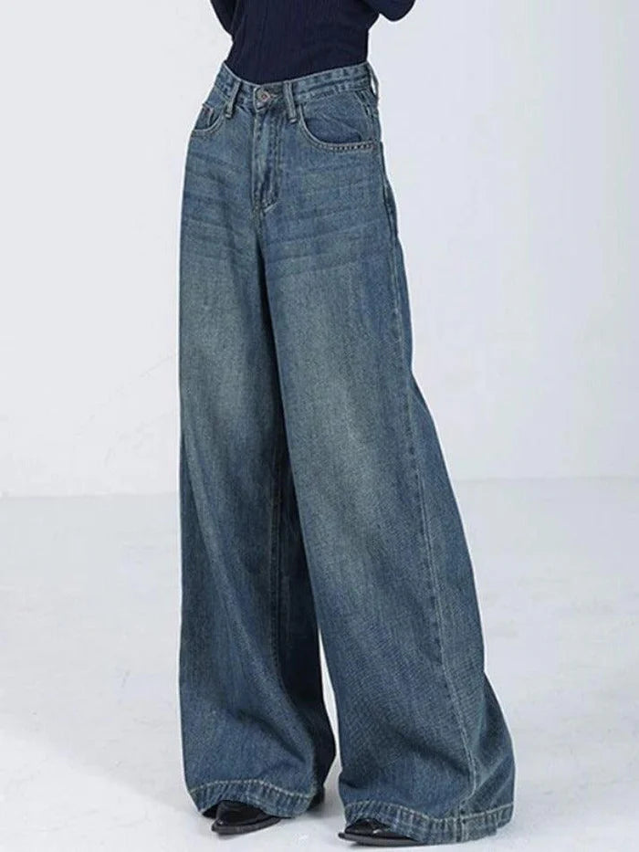 Blue Vintage Versatile High Waist Baggy Boyfriend Jeans