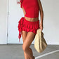 Red Sexy Vest &amp; Mini Skirt Two Piece