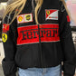 Retro Sport Black Block Splice Jacket with Letter Print