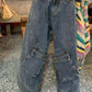 Blue Hip Hop Washed Irregular Pockets Splice Cargo Jeans