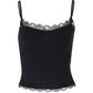 Black vintage cami top with lace inserts