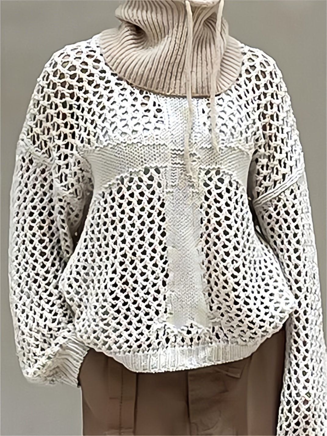 Long sleeve crochet knit top with cross motif