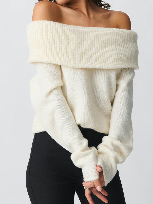 Einzelfarbige Y2k Off Shoulder Oversized Pullover