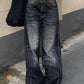 Schwarze Vintage High Street Boyfriend Jeans mit Weitem Bein