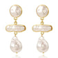 White Vintage Baroque Irregular Earring with Fake Pearls