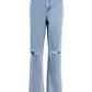 Light blue 2000s Y2k boyfriend jeans with ripped design