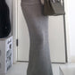 Grey Vintage Low Waist Maxi Skirt with Folded Waistband