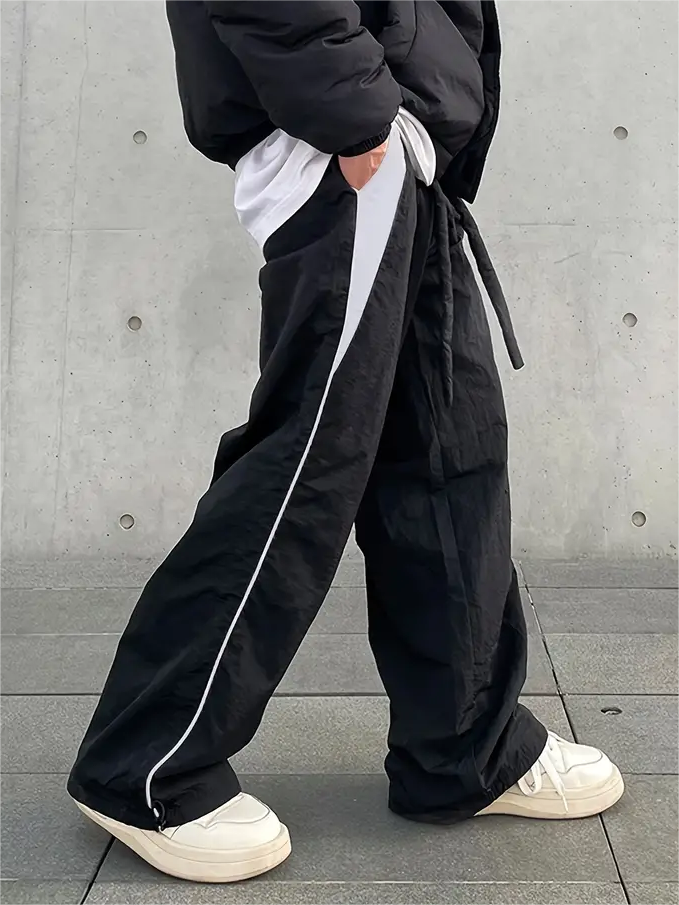 Men's Contrast Colors Hip Hop Drawstring Baggy Sweatpants