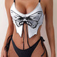 Y2K Butterfly Pattern Lace Up Bikini Set