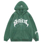 Multicolored Vintage Gothic Letter Print Oversized Hoodie