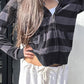 Vintage Striped Oversized Long Sleeve Hoodie