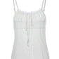 White chiffon cami top with lacing and lace